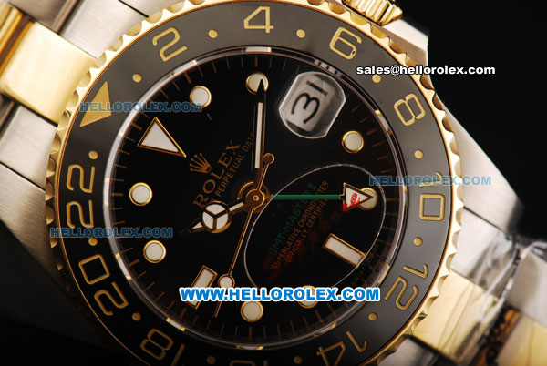 Rolex GMT Master II Automatic Movement Steel Case with Black Dial and Two Tone Strap - Click Image to Close